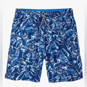 Peter Millar Men’s NWOT Seaside Swim Trunks Lined Blue Cocktails Size M